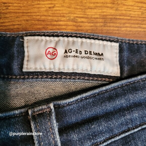 AG Adriano Goldschmied 27 R Prima Cigarette Crop Mid Rise Dark Wash Raw Hem - Picture 5 of 12